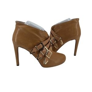 Vince Camuto Camel Leather ASHIA Heeled Buckle Ankle Boots Size 8 Women’s
